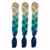 1 Pcs Multicolor long Tressé résistant à la chaleur fibre Extensions de cheveux - Bleu et Blanc 