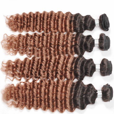2019 1 Pcs Deep Wave 6a Virgin Brazilian Double Color Hair Weave