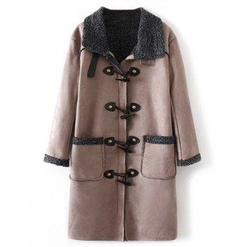 

Faux Suede Fleece Trim Coat, Khaki