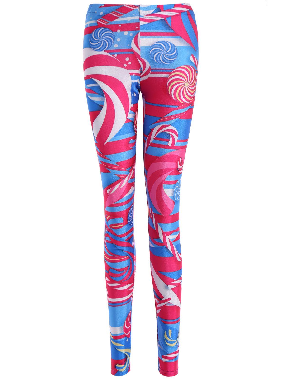 

Skinny Lollipop Print Leggings, Colormix
