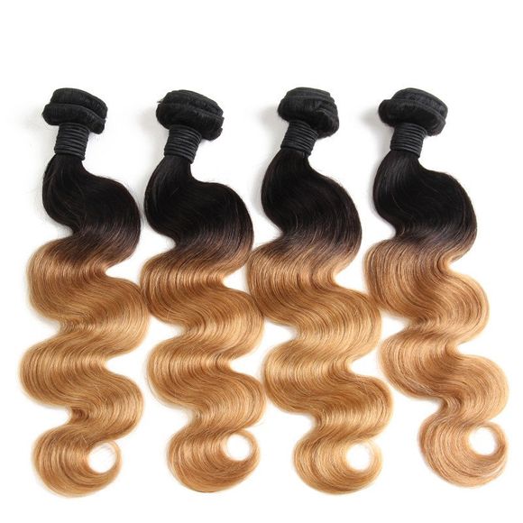1 Pièce 6A de tissage Brésilien de cheveux ondulés de Couleur Ombre Vierge - multicolore 10INCH