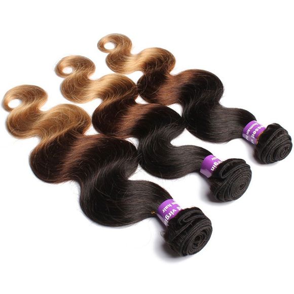1 Piece 6A de tissage vierge Brésilien de cheveux longs ondulés multicolores - multicolore 16INCH