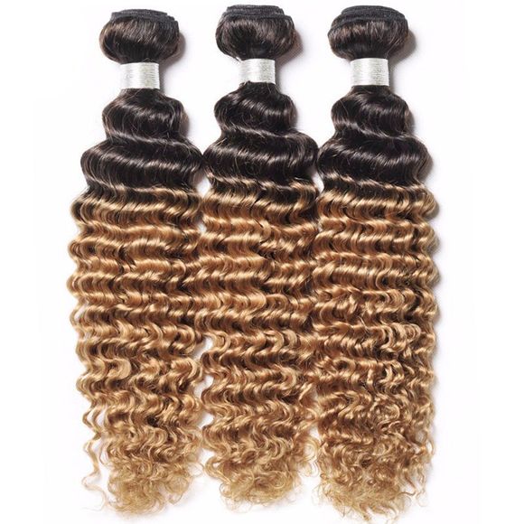 1 Piece 6A de tissage vierge Brésilien de cheveux longs ondulés de brun ombre - multicolore 10INCH