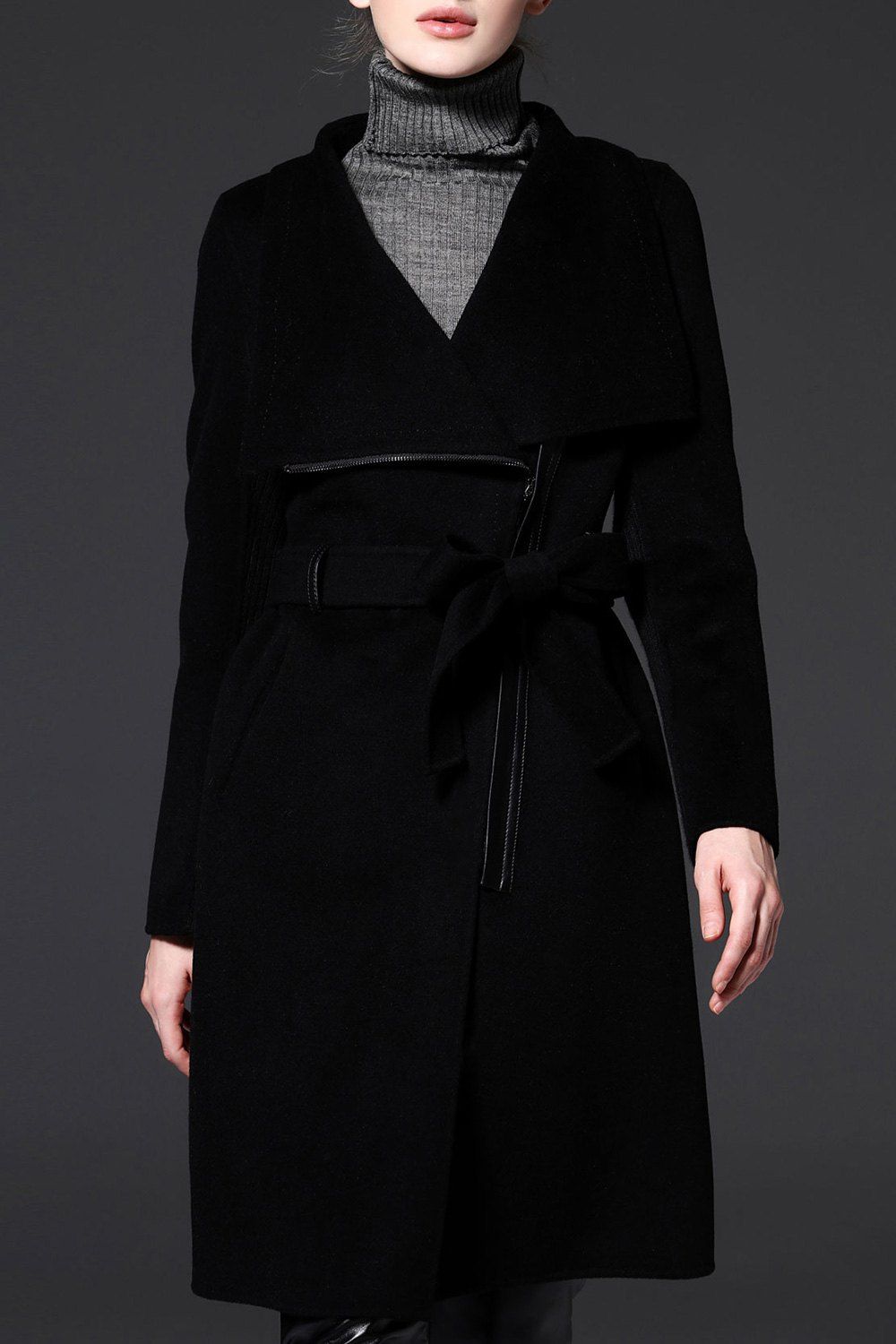 

Wool Blend Walker Belted Coat, Black