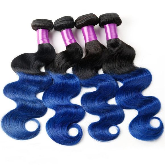 1 Piece 6A de tissage vierge Brésilien de cheveux longs bouclés de couleur ombre - Bleu et Noir 10INCH