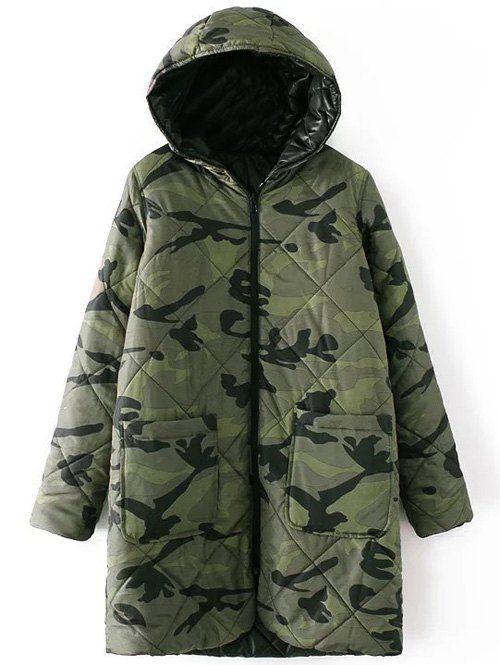 Manteau de camouflage matelassé à capuche - Camouflage M