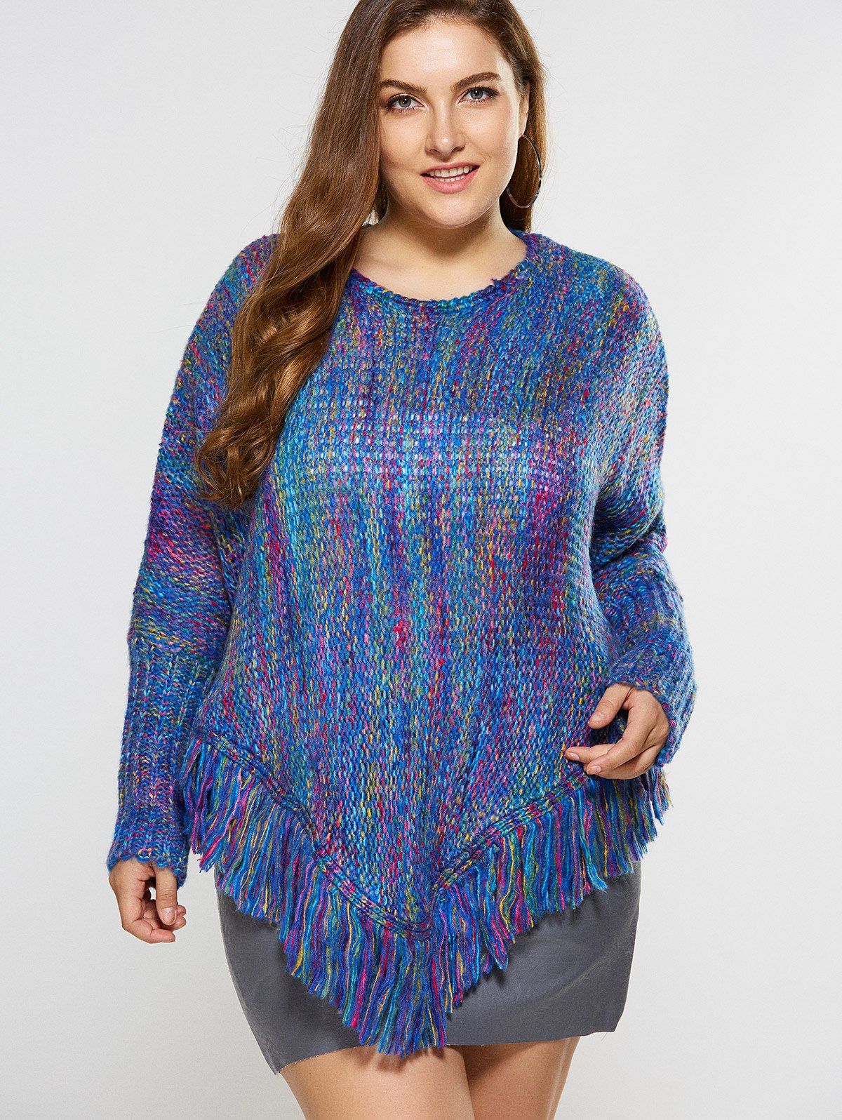 Asymmetrical poncho sweater