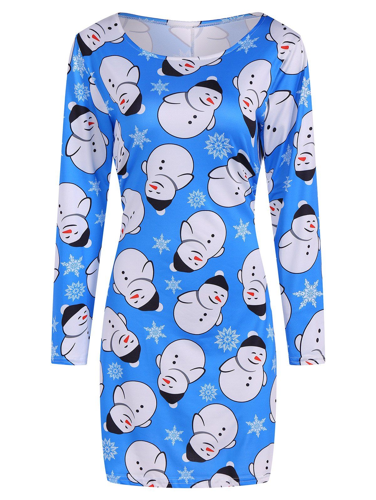 [17% OFF] 2021 Festival Christmas Snowman Print Dress In CLOUDY | DressLily