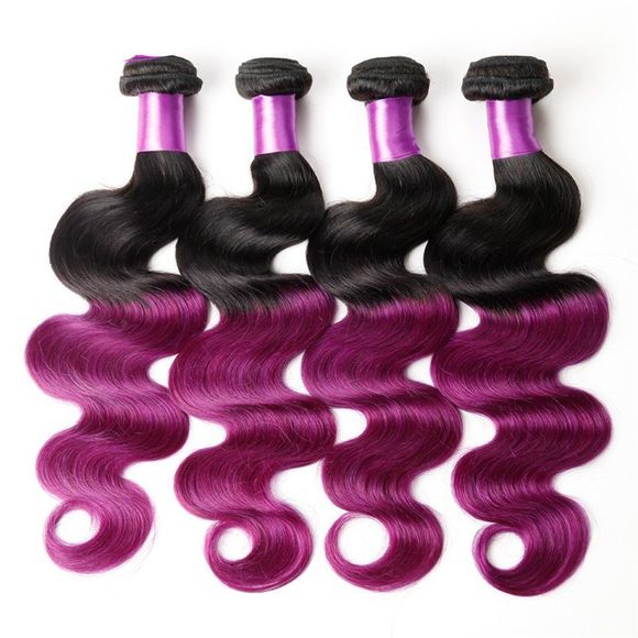 1 pièce 6A de tissage vierge de cheveux Brésiliens bicolores ondulés - Noir et Violet 10INCH