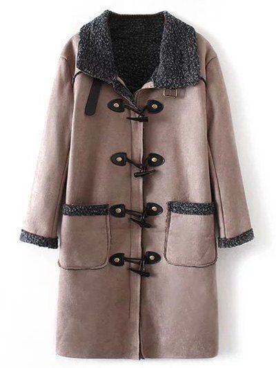 Manteau en molleton à garnitures de daim - Kaki L