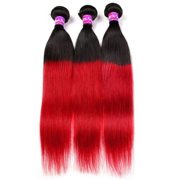 1 Pièce 6A de tissage vierge de cheveux longs Brésiliens bicolores - Rouge et Noir 10INCH