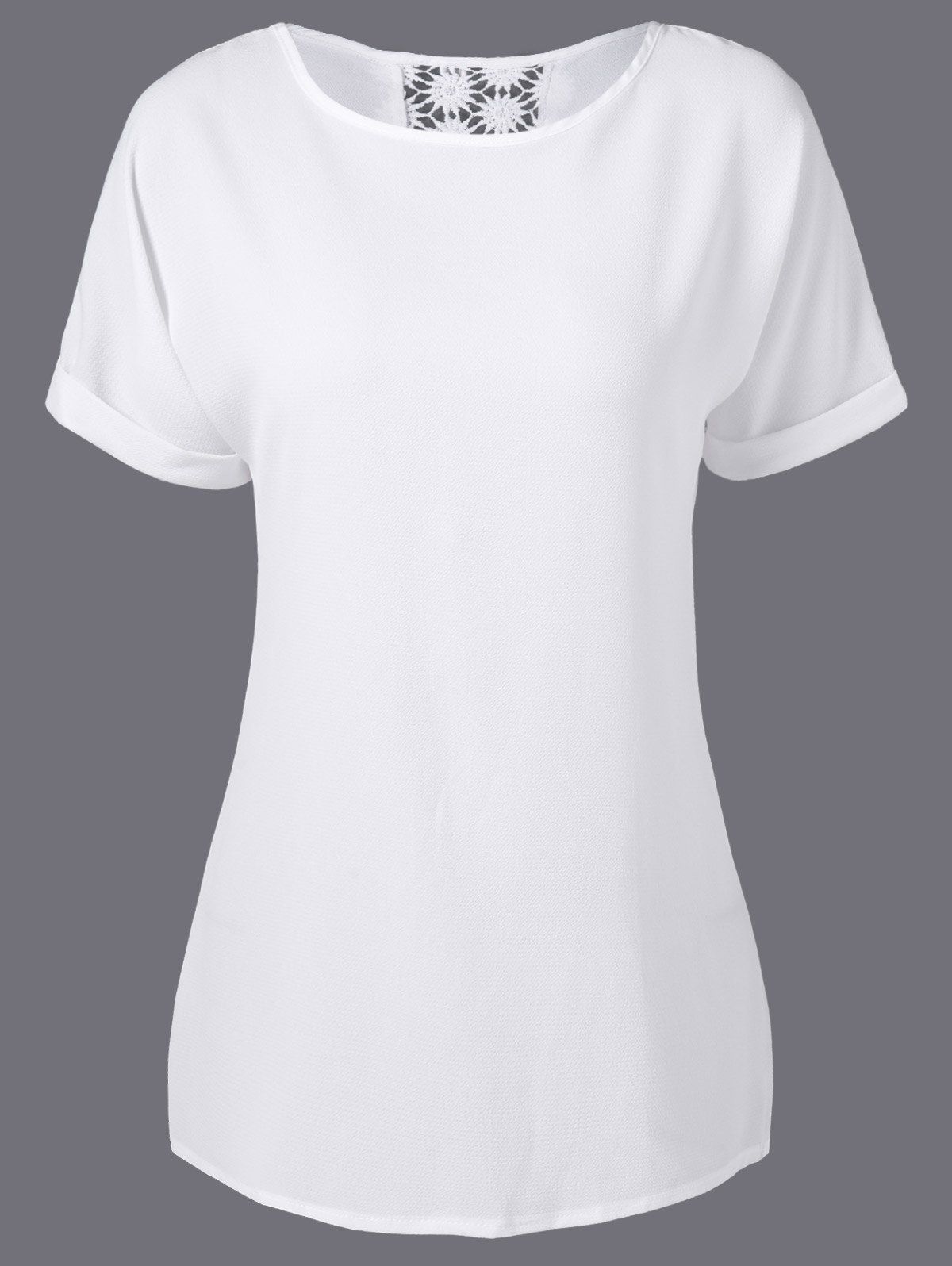 

Lace Panel Asymmetrical Blouse, White