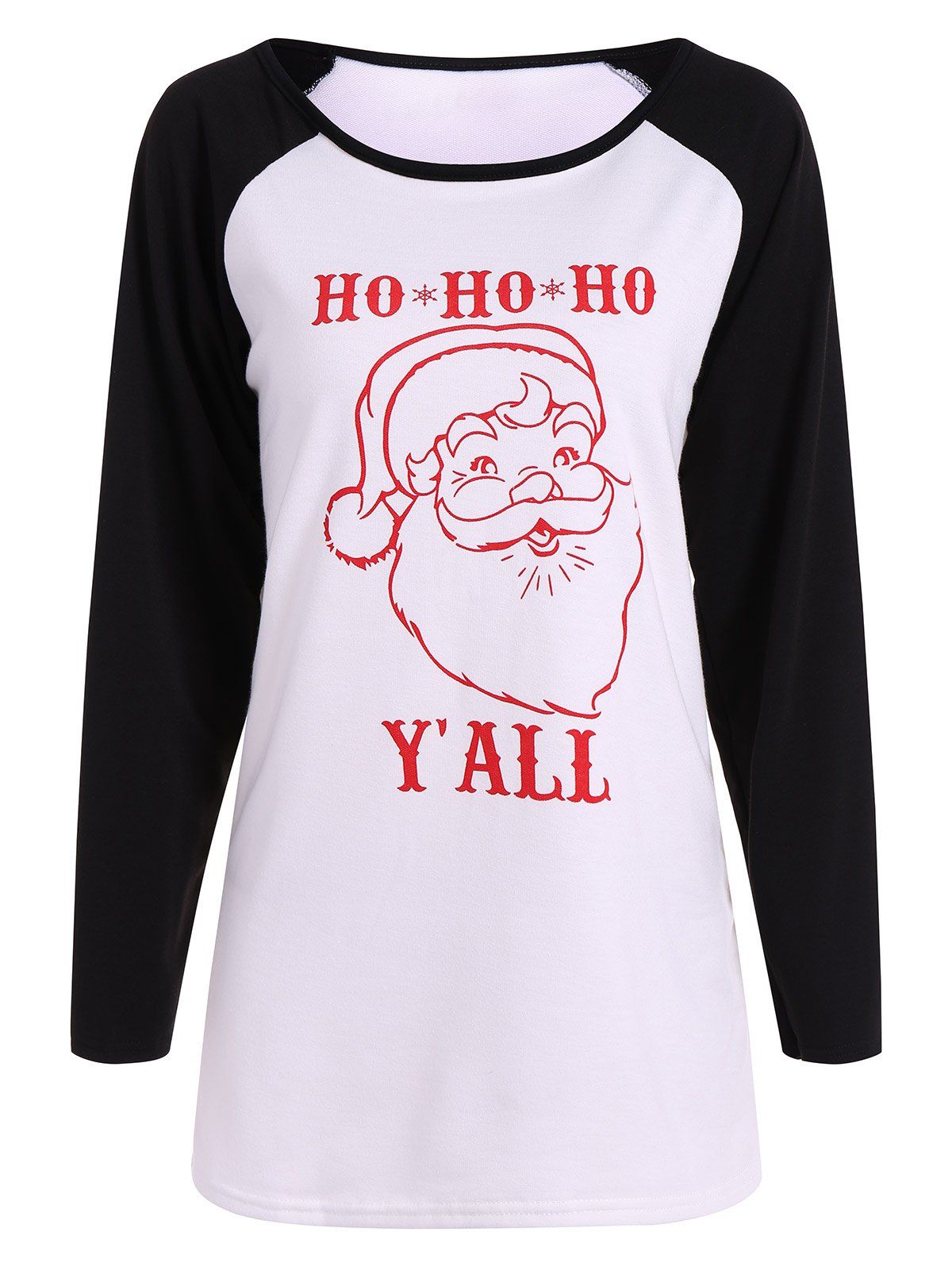 

Raglan Sleeve Santa Claus Baseball Tee, White