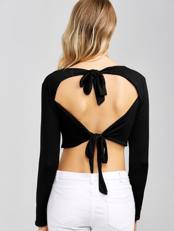 Crop Top Dos Ouvert à Noeud Papillon - Noir M