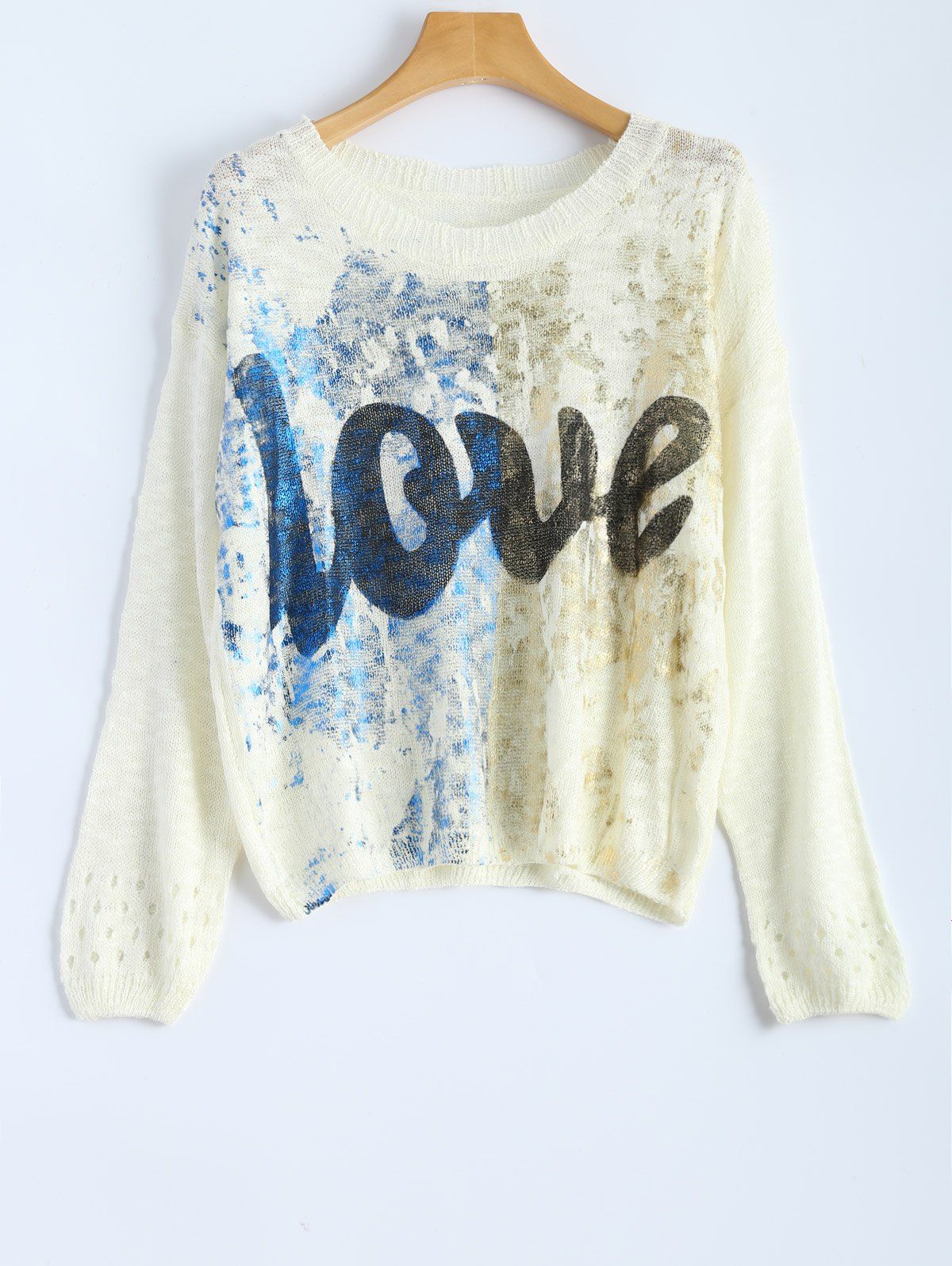 

Love Pattern Drop Shoulder Knitwear, White