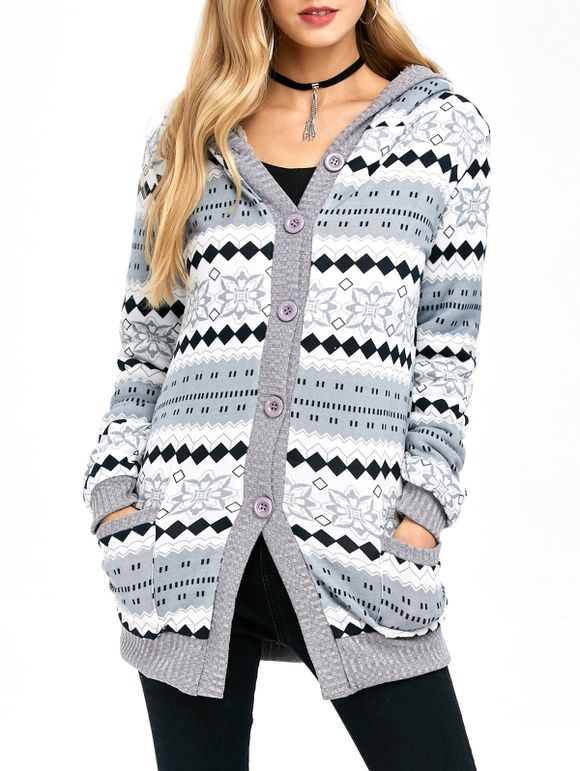 Actif Christmas Snowflake Sweater Hoodie - Gris XL