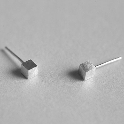 

Adorn Cube Stud Earrings, Silver