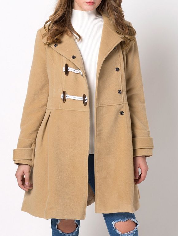 Manteau à capuche en laine mélangée - Camel XS