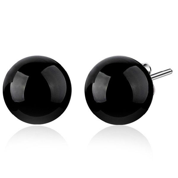 

Faux Gemstone Ball Earrings, Black