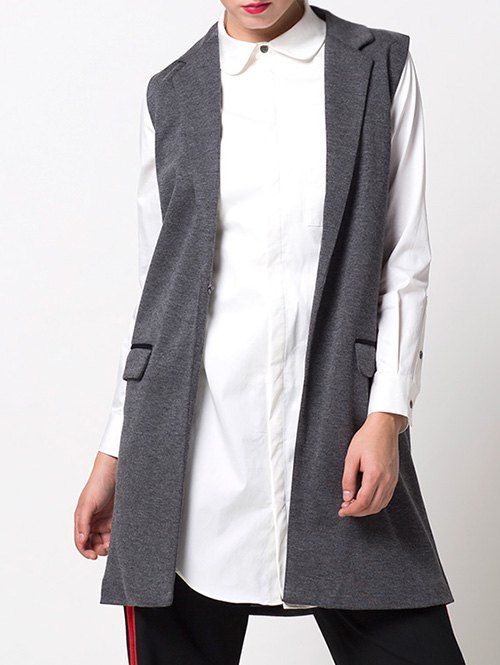 

One-Button Fitting Waistcoat, Gray