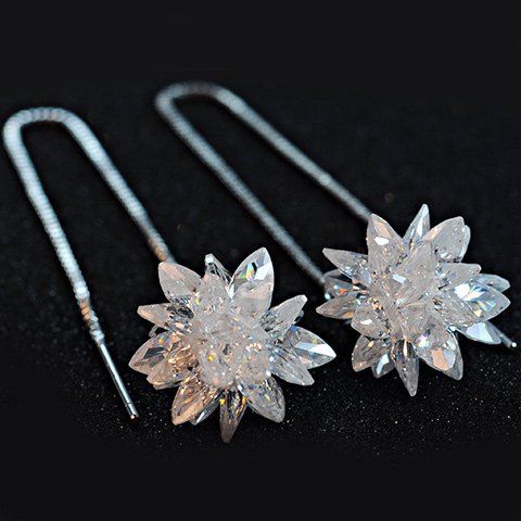 

Faux Gem Flower Earrings, Silver