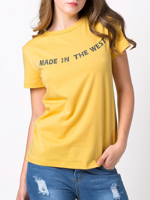 Lettre Casual T-shirt Fitting - Jaune XS