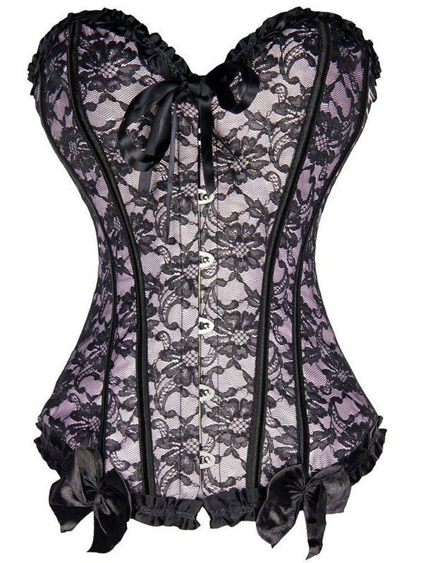 

Bowknot Lace Steel Boned Corset, Pink
