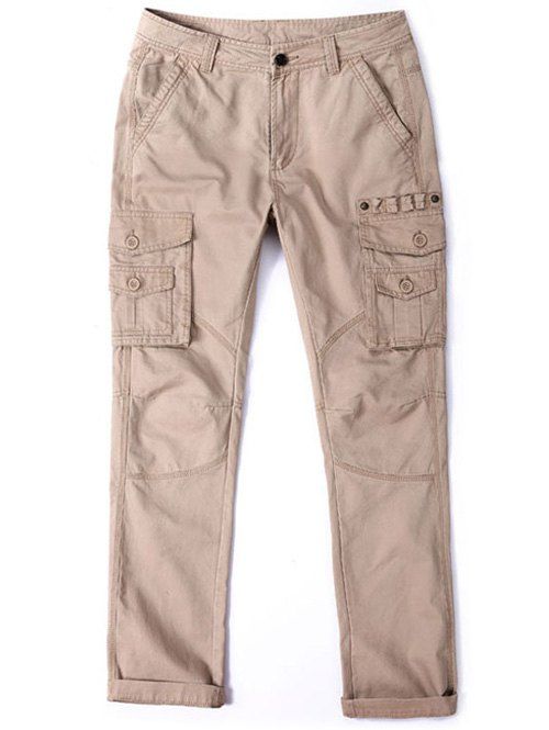 Délie Pantalon à poches multiples Zipper Fly - Kaki 36