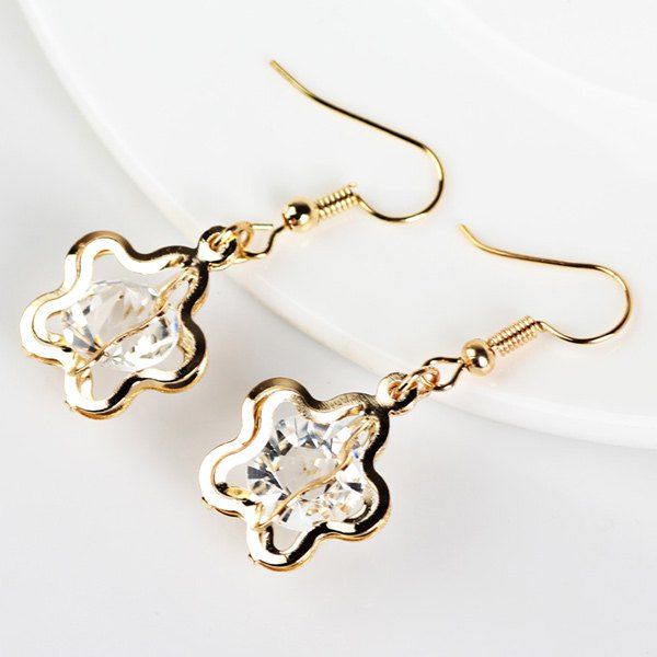 

Faux Gem Floral Earrings, Golden