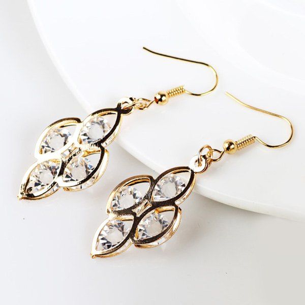 

Fake Gem Geometric Drop Earrings, Golden
