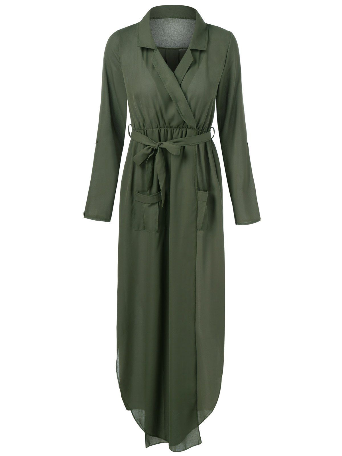 

Belted Maxi Surplice Dress, Green