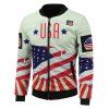 3D USA Stars and Stripes Print Stand Collar Zip Up Jacket rembourré - multicolore 2XL