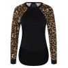 Sweat-shirt d'ourlet irrégulier à garnitures d'empreintes de léopard - Noir L