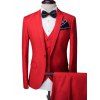 One-Button Solide Couleur manches longues revers Men  's costume trois-pièces (Blazer + Gilet + Pantalon) - Rouge XL