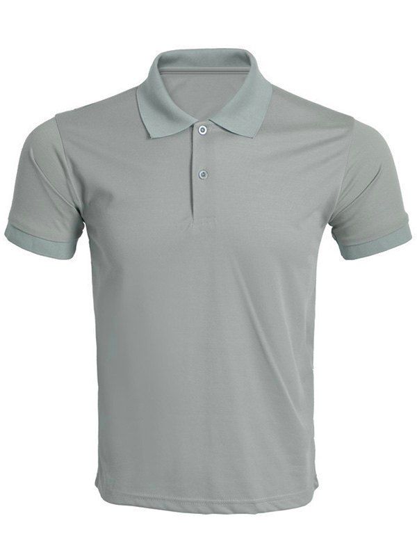 

Solid Color Turn-Down Collar Men' T-Shirt, Gray