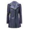 Faux Fur Collar Slim Fit Leather Jacket - GRAY M