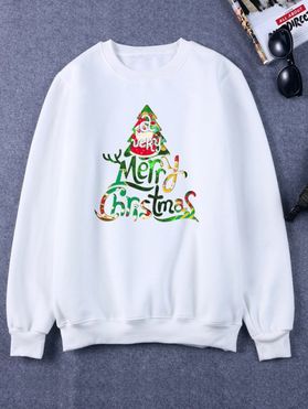 Crew Neck Printed Christmas Sweatshirt