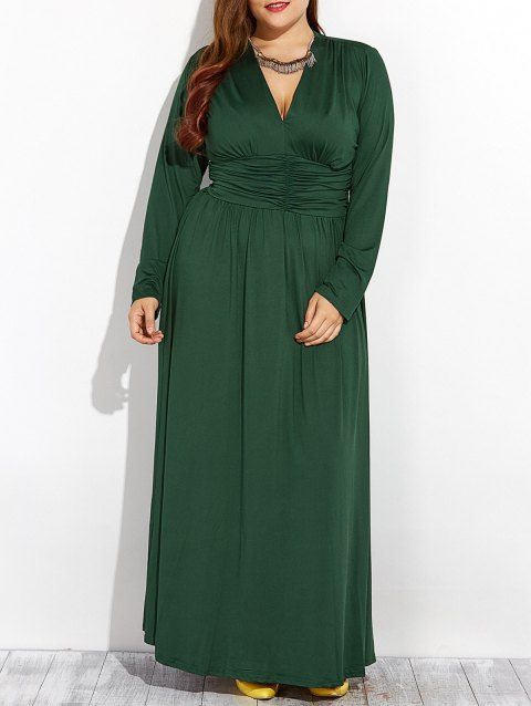 17 Off 2019 Long Sleeve Plus Size Formal Dress In Green Dresslily