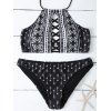 Ensemble Bikini licol entrecroisé à motifs géométriques - Noir L