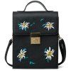 Sac bandoulière floral brodé de métal - Noir 