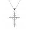 Collier orné de diamant S925 en forme de croix tréflée - Argent 