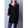 Round Neck Lace Up ample Sweater - Noir ONE SIZE