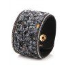 Bracelet en cuir artificiel avec pierres naturelles - Noir 
