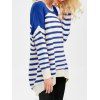 Striped High Low Oversized Sweater - BLUE 2XL