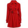 Manteau long à rayures longues en laine - Rouge XL