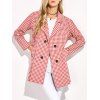 Manteau Lapel Plaid - Rouge L