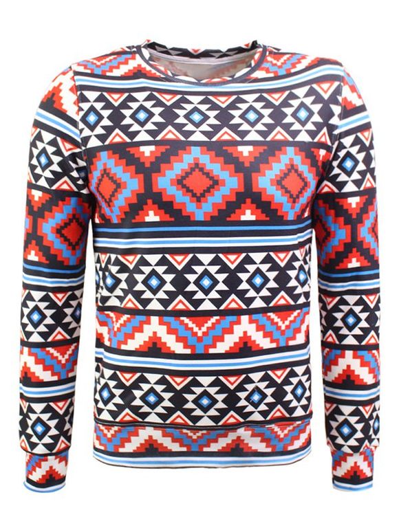 Sweatshirt Géométrique Focage Coloré Imprimé à Manches Longues - multicolore 2XL