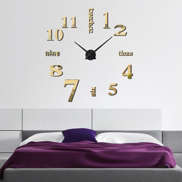 

DIY 3D Mirror Digital Clocks Wall Stickers, Golden