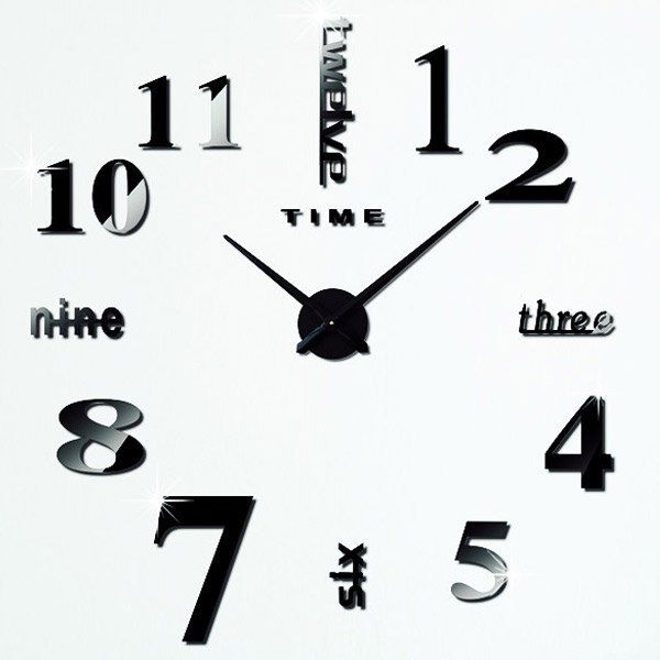 

DIY 3D Mirror Digital Clocks Wall Stickers, Black
