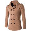 Manteau en laine avec col montant à double boutonnage - Kaki L